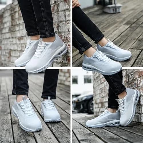 LANSNBO Steel Toe Shoes for Women Comfortable Work Sneakers Grey 10.5 | Impact & Puncture Safety thumbnail 2
