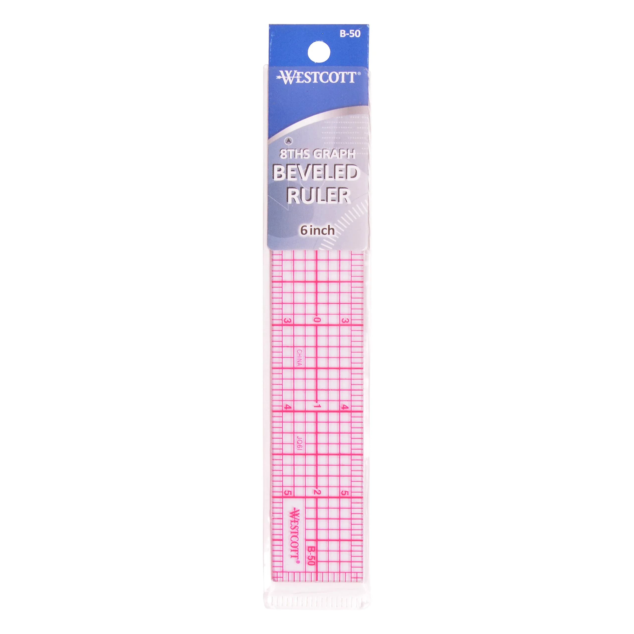 Westcott B-50 6-Inch Beveled Transparent Ruler with 8ths Markings - Clear (Pack of 2) - view 2