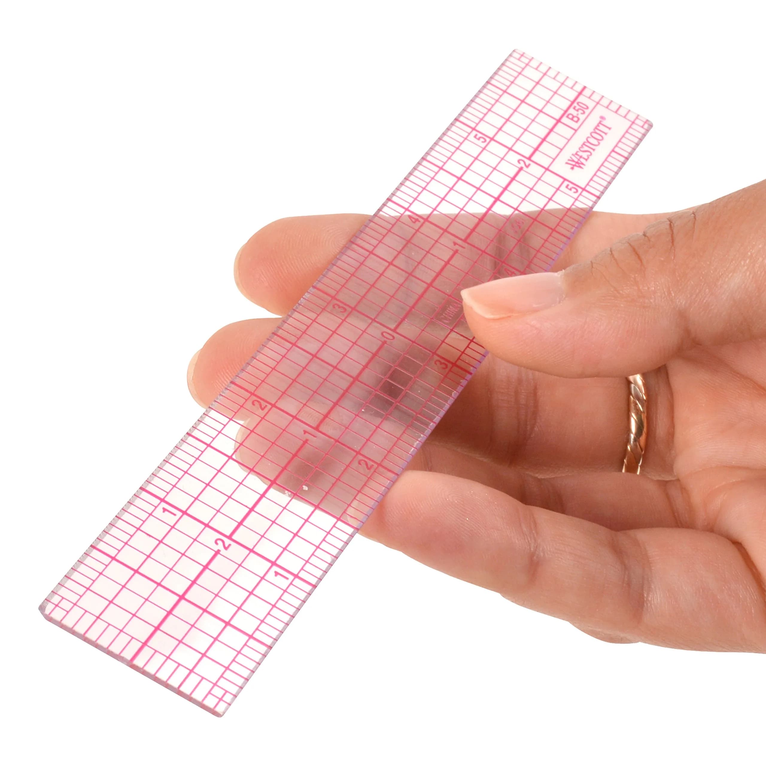 Westcott B-50 6-Inch Beveled Transparent Ruler with 8ths Markings - Clear (Pack of 2) - view 3