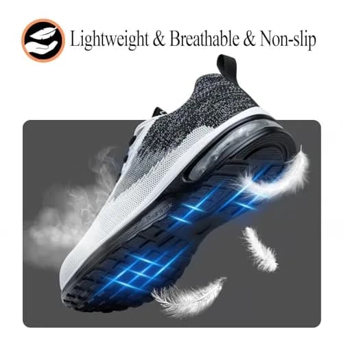 LANSNBO Steel Toe Shoes for Women Comfortable Work Sneakers Black 7.5 | Impact & Puncture Protection thumbnail 5