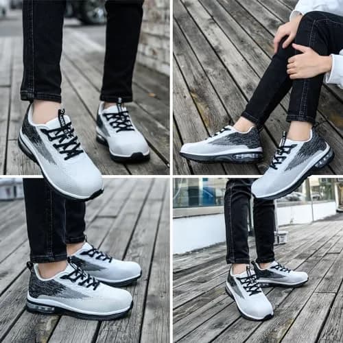 LANSNBO Steel Toe Shoes for Women Comfortable Work Sneakers Black 7.5 | Impact & Puncture Protection thumbnail 2