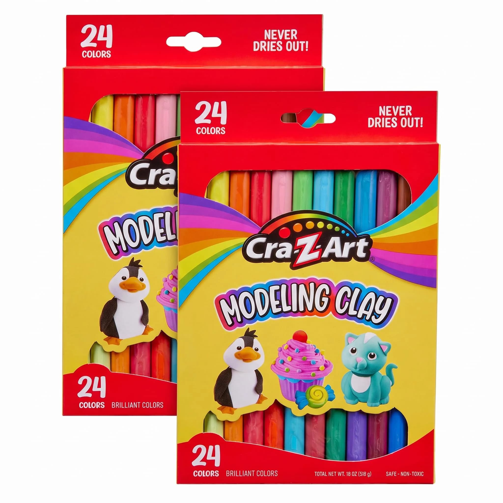 Cra-Z-Art Modeling Clay 24 Count | 17.5 oz Rainbow Colors | Safe, Never Dries Out — Multicolor