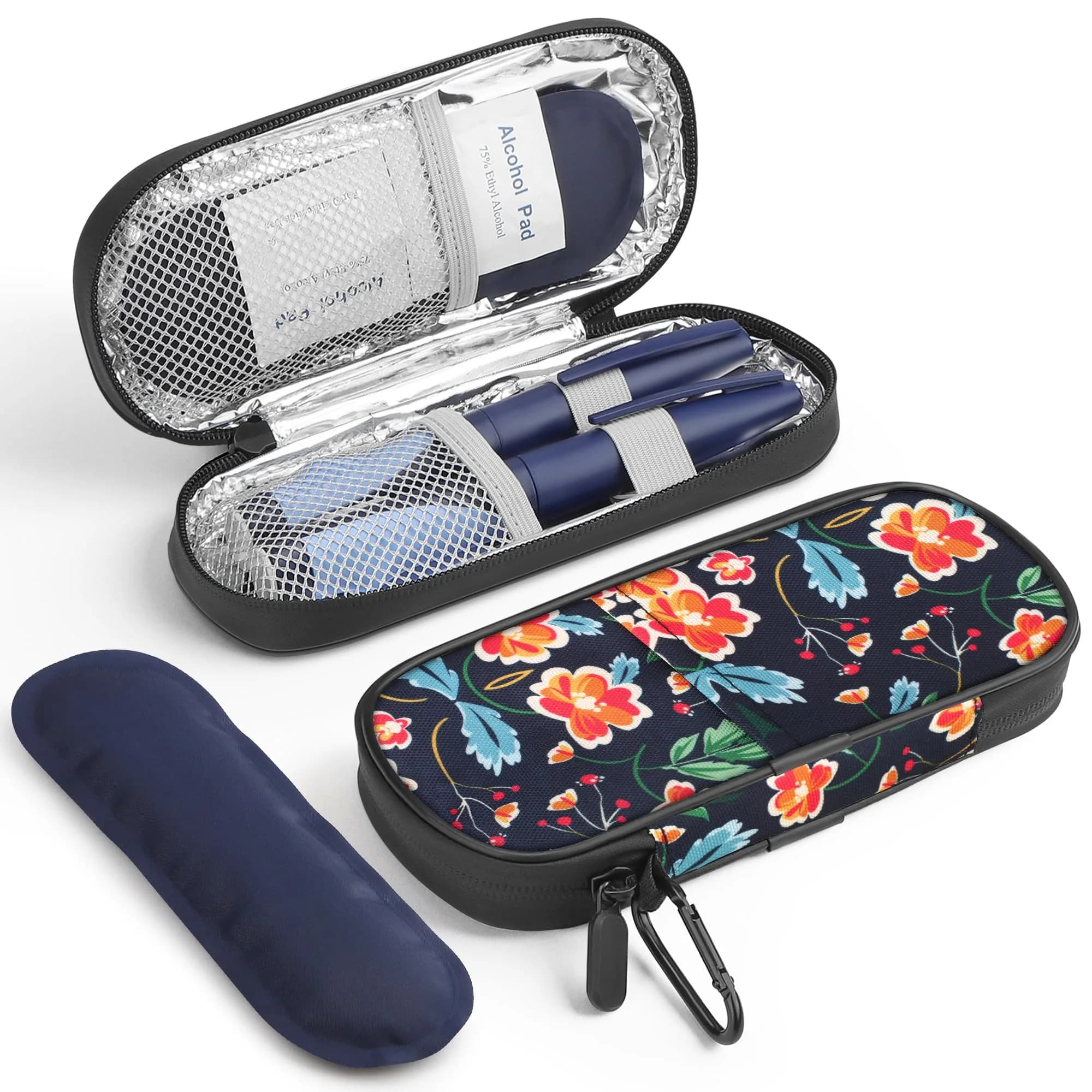 Gelozid Insulin Cooler Travel Case Red Flower | Compact, Insulated Diabetic Organizer (70-120c)