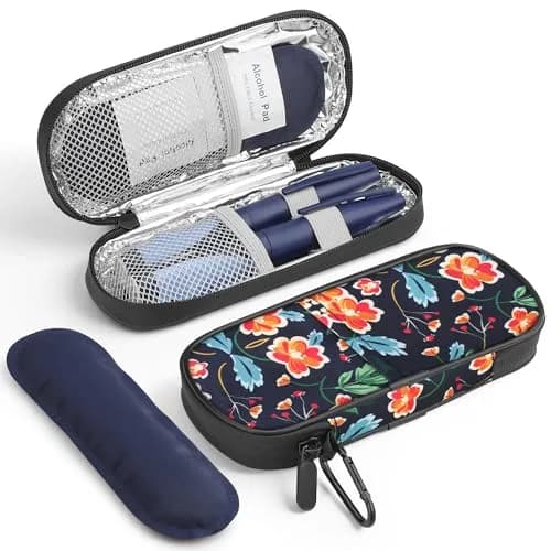 Gelozid Insulin Cooler Travel Case Red Flower | Compact, Insulated Diabetic Organizer (70-120c) thumbnail 1