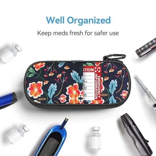Gelozid Insulin Cooler Travel Case Red Flower | Compact, Insulated Diabetic Organizer (70-120c) thumbnail 3