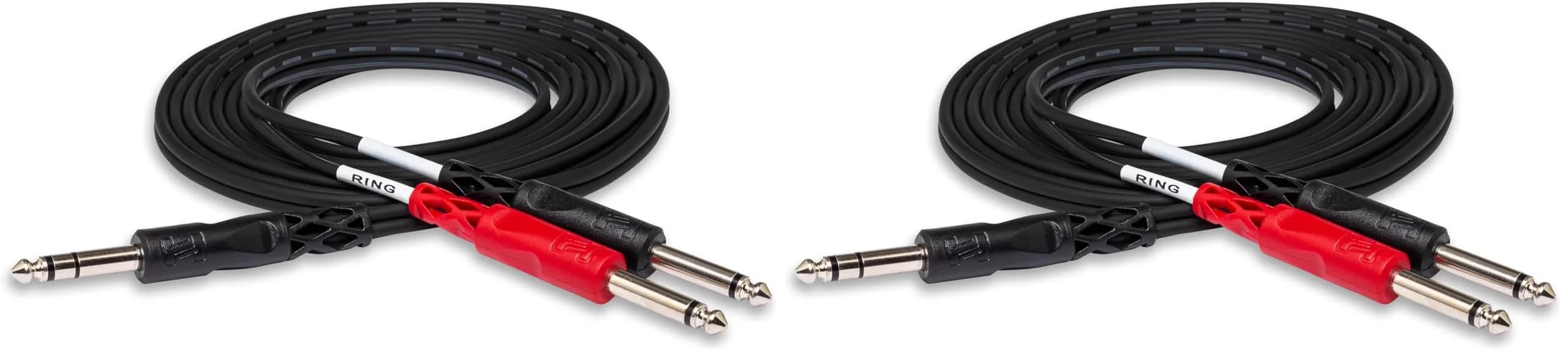Hosa STP-203 1/4" TRS to Dual 1/4" TS Insert Cable 3m Pack of 2 | Durable Copper Audio Cable
