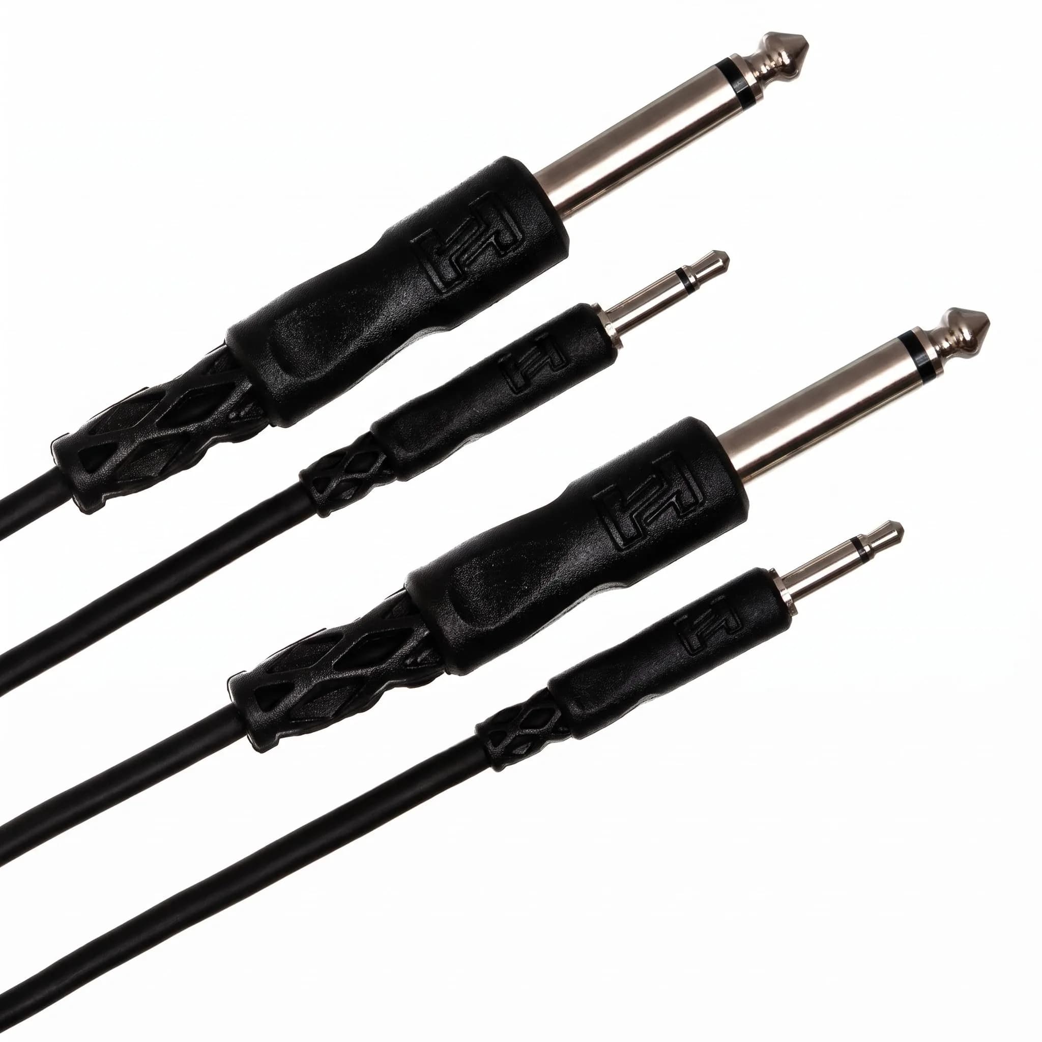 Hosa CMP-303 3.5 mm TS to 1/4" TS Mono Interconnect Cable 3 feet | Durable, Low-Loss Audio Connection — Black