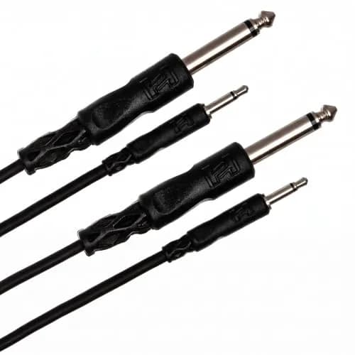 Hosa CMP-303 3.5 mm TS to 1/4" TS Mono Interconnect Cable 3 feet | Durable, Low-Loss Audio Connection thumbnail 1
