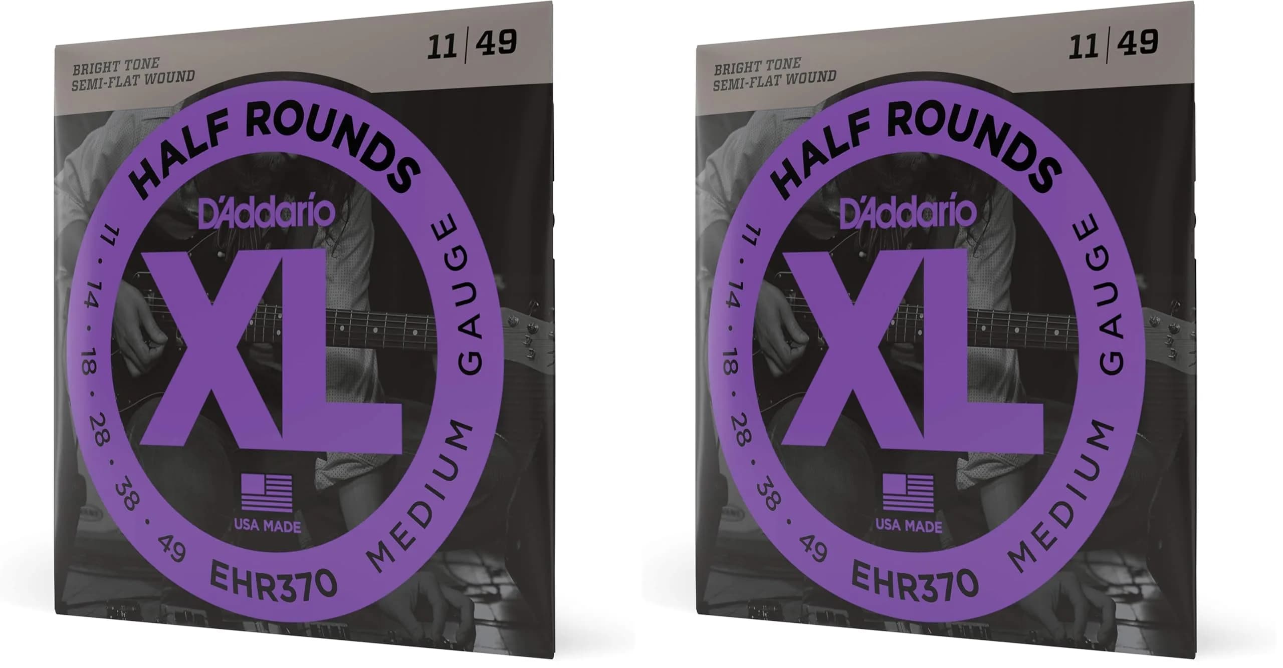 D'Addario XL Half Rounds Electric Guitar Strings EHR370 Medium 11-49 (Pack of 2) | Smooth Feel, Reduced Finger Noise - main product image