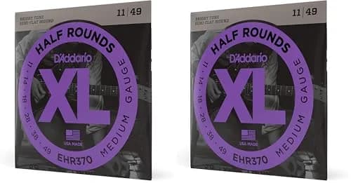 D'Addario XL Half Rounds Electric Guitar Strings EHR370 Medium 11-49 (Pack of 2) | Smooth Feel, Reduced Finger Noise thumbnail 1