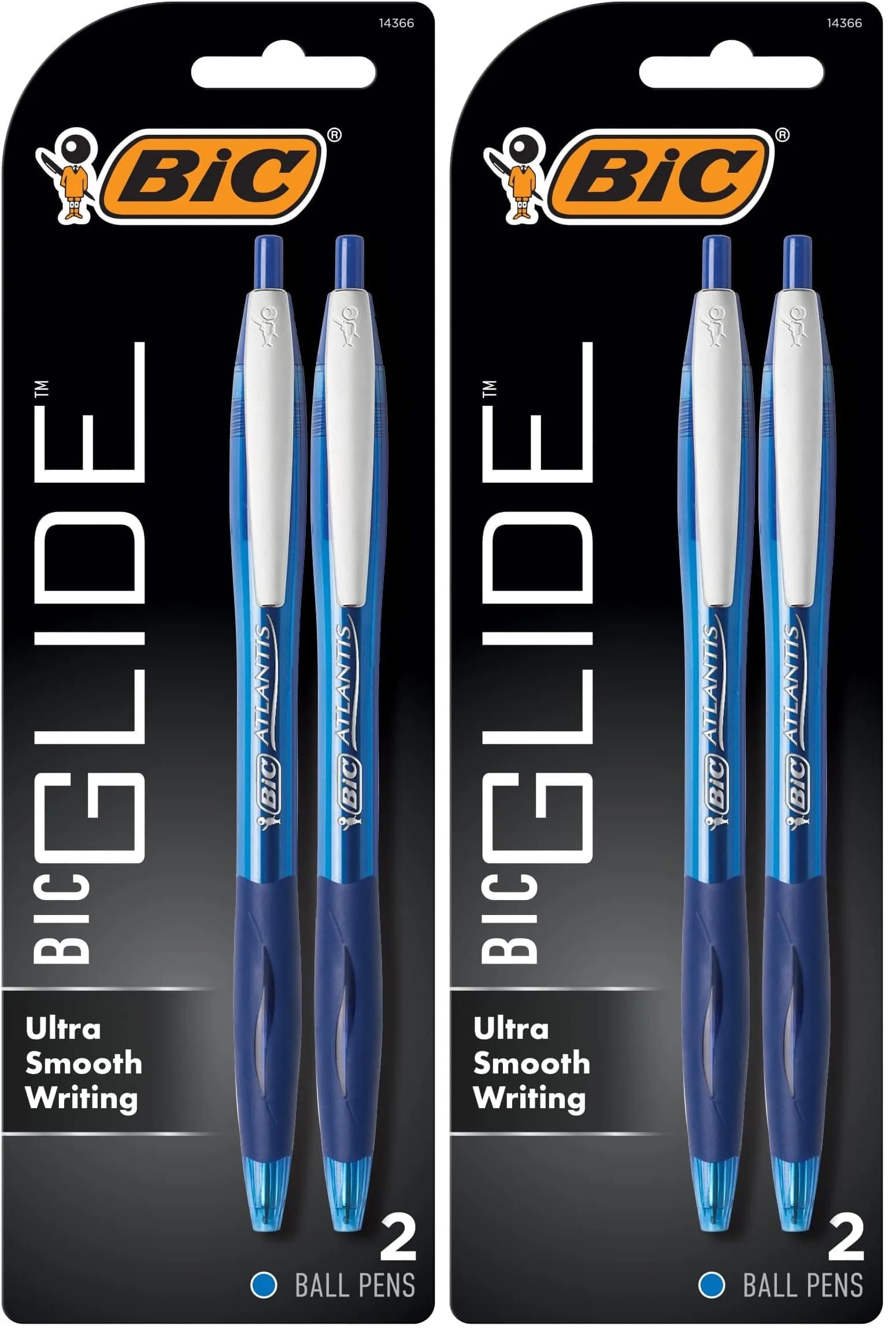 BIC Atlantis Original Retractable Ballpoint Pens, Medium Point 1.0mm Blue, 2-Count | Smooth Writing for Students & Office — Blue