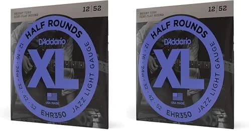D'Addario XL Half Rounds Electric Guitar Strings - Jazz Light 12-52 (Pack of 2) | Smooth Feel, Reduced Finger Noise thumbnail 1