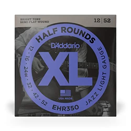 D'Addario XL Half Rounds Electric Guitar Strings - Jazz Light 12-52 (Pack of 2) | Smooth Feel, Reduced Finger Noise thumbnail 2