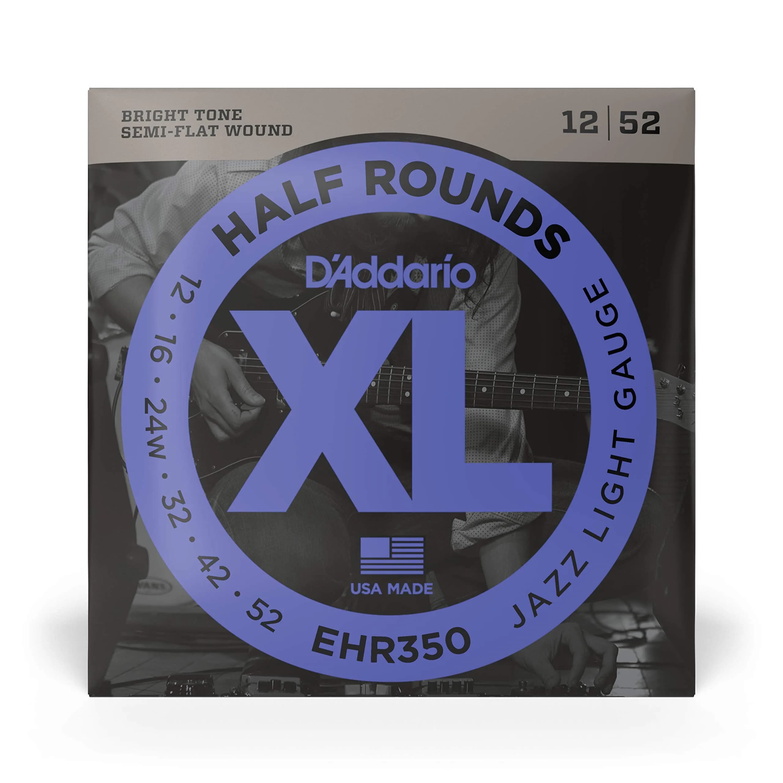 D'Addario XL Half Rounds Electric Guitar Strings - Jazz Light 12-52 (Pack of 2) | Smooth Feel, Reduced Finger Noise - view 2