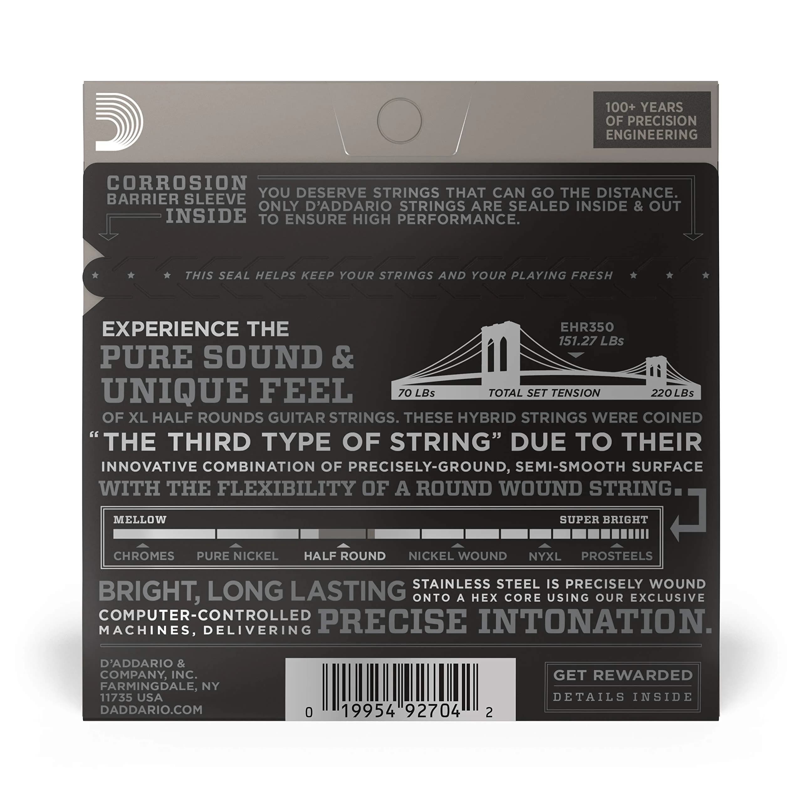 D'Addario XL Half Rounds Electric Guitar Strings - Jazz Light 12-52 (Pack of 2) | Smooth Feel, Reduced Finger Noise - view 3