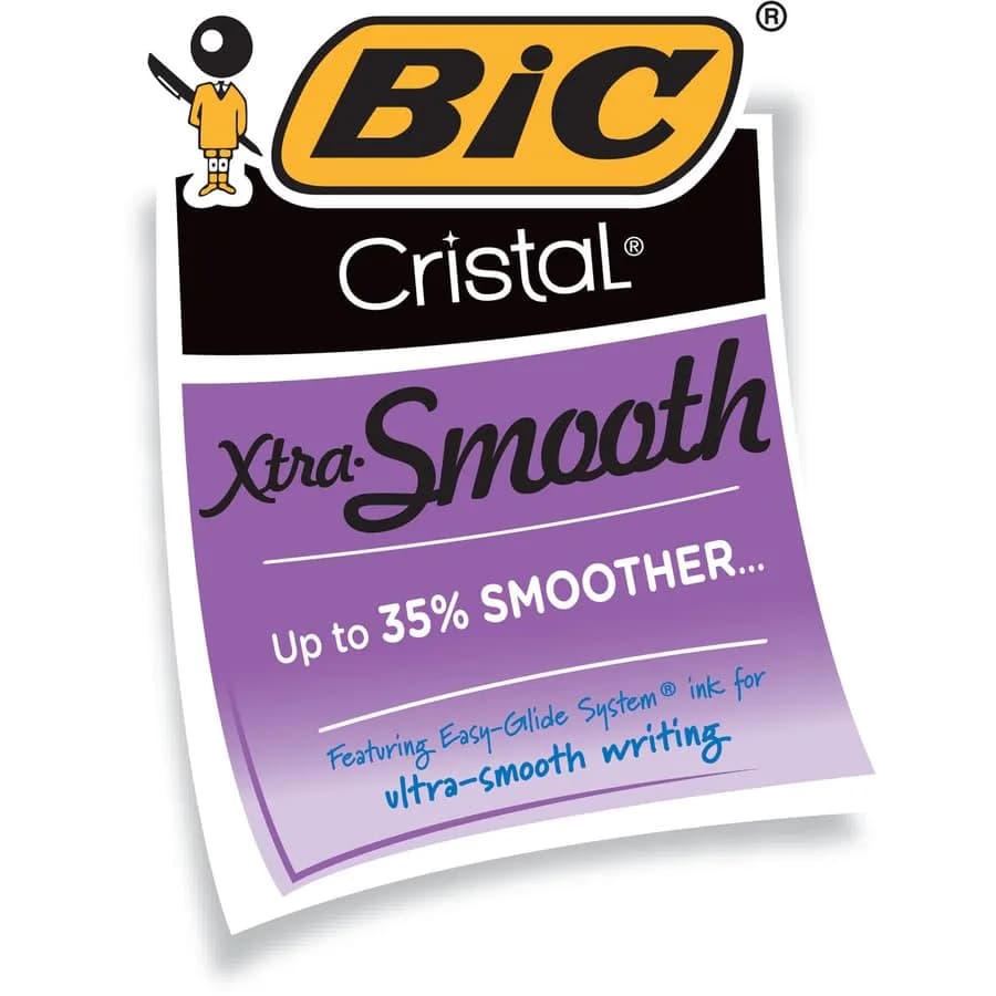BIC Cristal Xtra Smooth Stic Ballpoint Pens, Medium Point 1.0mm, Blue Ink | 20-Count Pack | Smooth Writing thumbnail 7