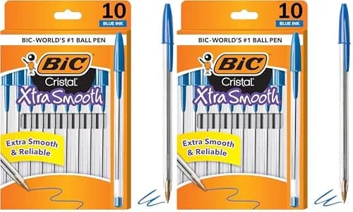 BIC Cristal Xtra Smooth Stic Ballpoint Pens, Medium Point 1.0mm, Blue Ink | 20-Count Pack | Smooth Writing thumbnail 1