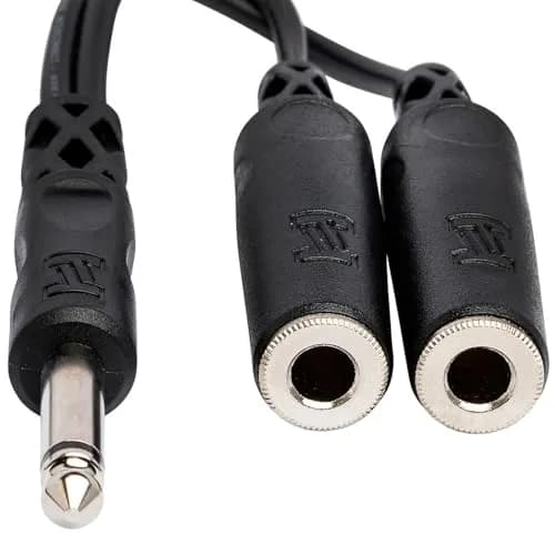Hosa YPP-111 1/4" TS to Dual 1/4" TSF Y Cable (6 inch / 15 cm, 2-Pack, Black) | Splits Mono Signal for Audio Components thumbnail 4