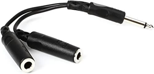 Hosa YPP-111 1/4" TS to Dual 1/4" TSF Y Cable (6 inch / 15 cm, 2-Pack, Black) | Splits Mono Signal for Audio Components thumbnail 5