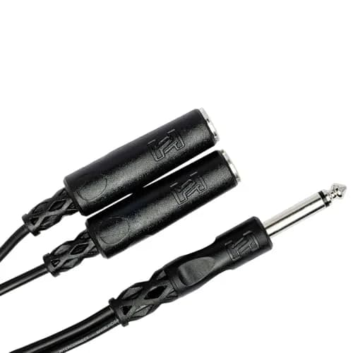 Hosa YPP-111 1/4" TS to Dual 1/4" TSF Y Cable (6 inch / 15 cm, 2-Pack, Black) | Splits Mono Signal for Audio Components thumbnail 2