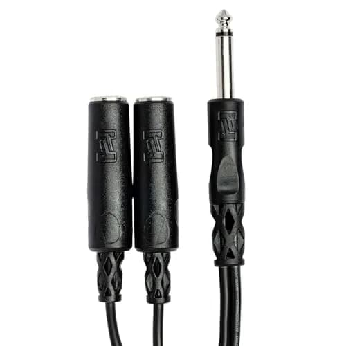 Hosa YPP-111 1/4" TS to Dual 1/4" TSF Y Cable (6 inch / 15 cm, 2-Pack, Black) | Splits Mono Signal for Audio Components thumbnail 3