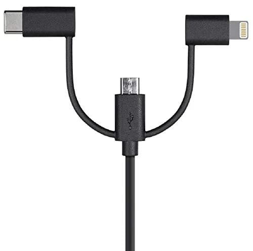 Monoprice 118789 Apple MFi Certified USB to Micro USB + USB Type-C + Lightning Cable 3ft Black | 3-in-1 Charge & Sync thumbnail 5