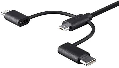 Monoprice 118789 Apple MFi Certified USB to Micro USB + USB Type-C + Lightning Cable 3ft Black | 3-in-1 Charge & Sync thumbnail 3