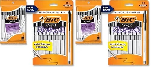 BIC Cristal Xtra Smooth Ballpoint Pen, Medium Point (1.0mm), Black, 20-Count (Pack of 2) | Smooth Ink Flow for Everyday Writing thumbnail 1
