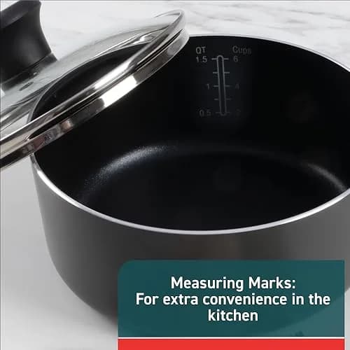 T-Fal Initiatives Nonstick Cookware Set 6 Piece | Oven Safe up to 350°F, Dishwasher Safe, Gray thumbnail 5