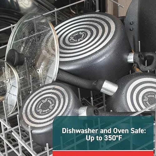 T-Fal Initiatives Nonstick Cookware Set 6 Piece | Oven Safe up to 350°F, Dishwasher Safe, Gray thumbnail 7