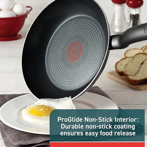 T-Fal Initiatives Nonstick Cookware Set 6 Piece | Oven Safe up to 350°F, Dishwasher Safe, Gray thumbnail 2