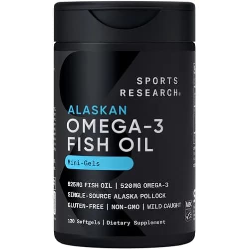 Sports Research Omega-3 Fish Oil Minis from Wild Alaska Pollock 120 Count | Triple Strength EPA/DHA, 520mg Omega-3, MSC Certified thumbnail 1