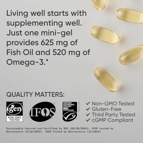 Sports Research Omega-3 Fish Oil Minis from Wild Alaska Pollock 120 Count | Triple Strength EPA/DHA, 520mg Omega-3, MSC Certified thumbnail 4