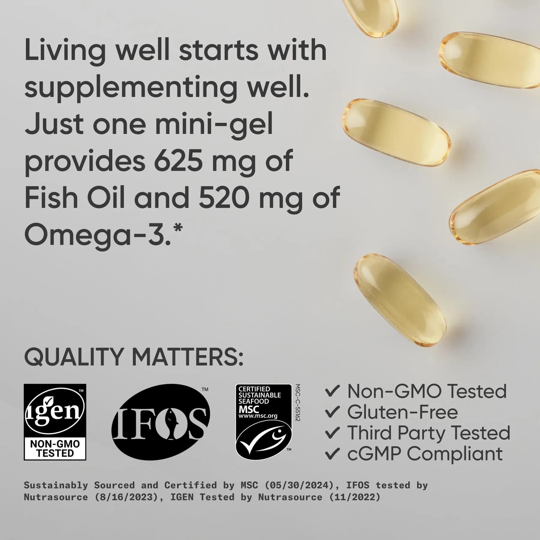 Sports Research Omega-3 Fish Oil Minis 1250mg Softgels | Wild Alaskan Pollock, IFOS 5-Star Certified - view 4