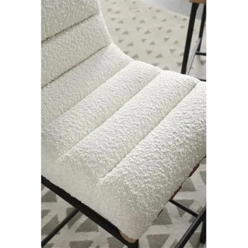 Lilola Living Lahni 18" W White Boucle Fabric Counter Height Chair | Fully Assembled, Modern Upholstered Bar Stool thumbnail 4
