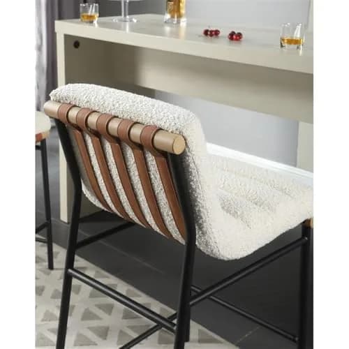Lilola Living Lahni 18" W White Boucle Fabric Counter Height Chair | Fully Assembled, Modern Upholstered Bar Stool thumbnail 3