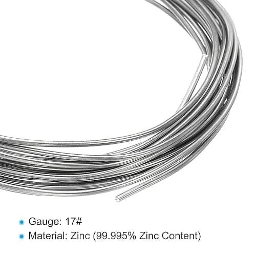 PATIKIL 99.99% High Purity Zinc Wire - 2 Rolls, 17 Gauge, 1.5mm Silver Tone | Flexible & Corrosion-Resistant Craft Wire thumbnail 4