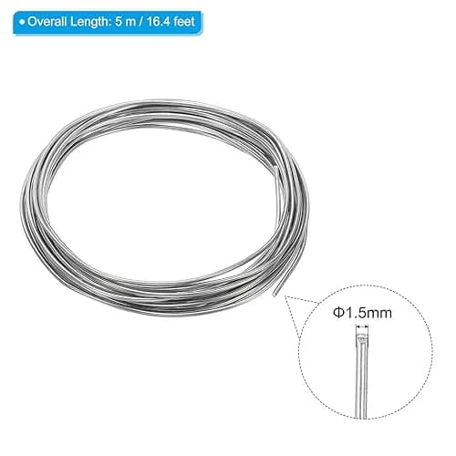 PATIKIL 99.99% High Purity Zinc Wire - 2 Rolls, 17 Gauge, 1.5mm Silver Tone | Flexible & Corrosion-Resistant Craft Wire thumbnail 2