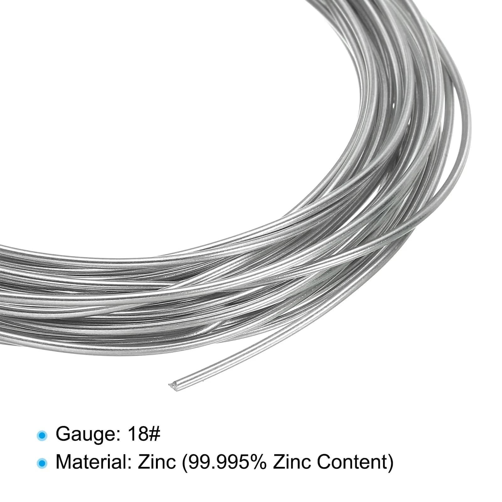 PATIKIL 99.99% High Purity Zinc Wire 1.2mm Diameter | 2 Rolls (16.4Ft/Roll) Soft Craft Wire - view 4