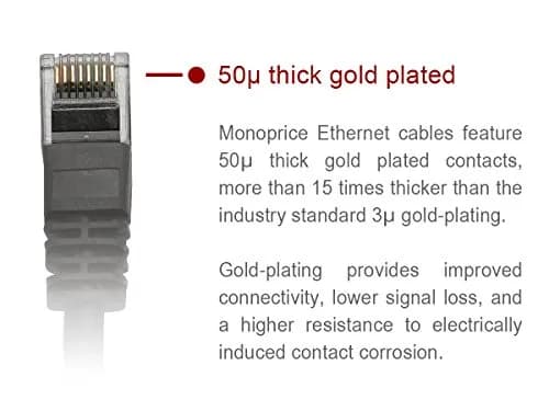 Monoprice 7FT 24AWG Cat6 550MHz UTP Ethernet Bare Copper Network Cable - Blue | 2-Pack, Snagless, Gold Contacts thumbnail 3