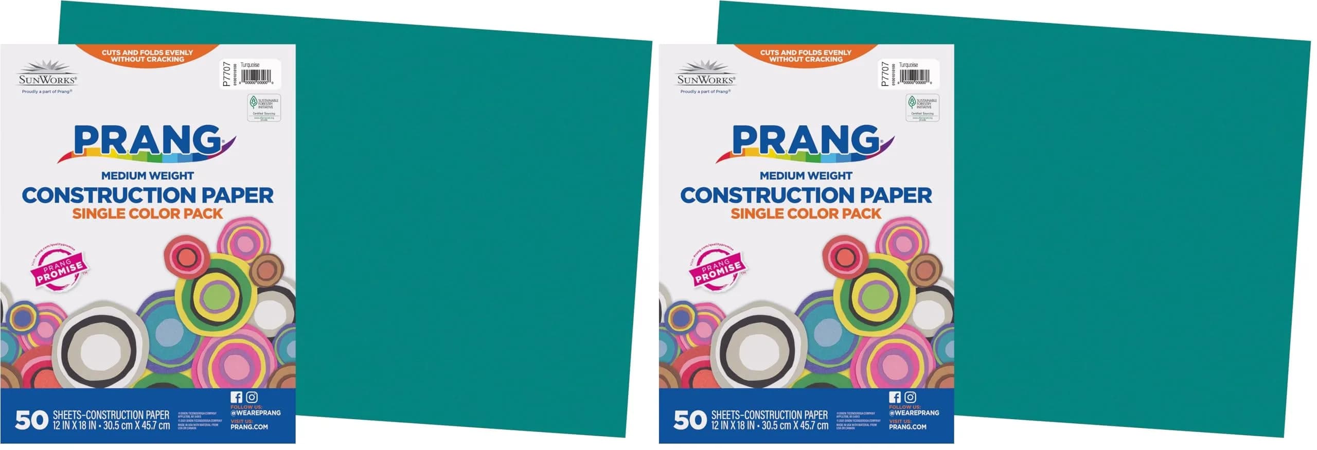 Prang Turquoise Construction Paper, 12" x 18" (100 Sheets Total) | USA Imported Art Paper - main product image