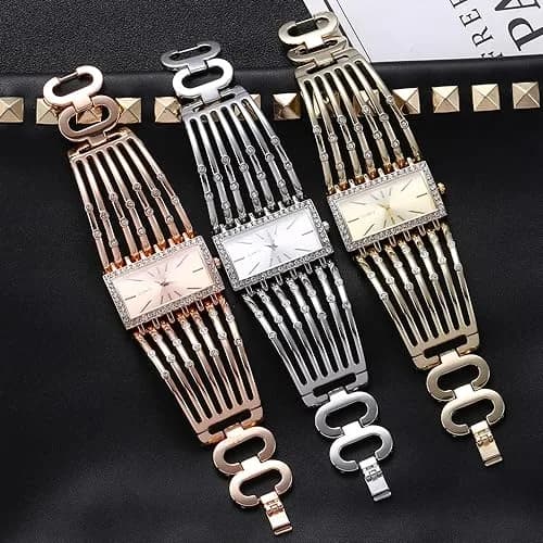 Dacdyi Silver Women's Quartz Watch | Elegant Crystal Accented Square Dial (7.68 inch, alloy) thumbnail 8