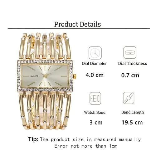 Dacdyi Silver Women's Quartz Watch | Elegant Crystal Accented Square Dial (7.68 inch, alloy) thumbnail 3