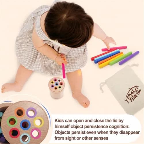 SMALL FISH Montessori Toys for Active Kids Wooden Fine Motor Learning Preschool Toys | Bright Color Sorting & Stacking thumbnail 4