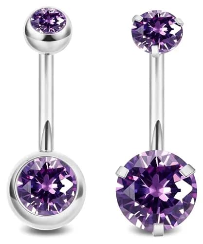 NICEIGHT 2PCS 14G Surgical Steel Belly Button Rings | CZ Navel Piercing Jewelry for Women (10mm) | Hypoallergenic & Trendy thumbnail 1