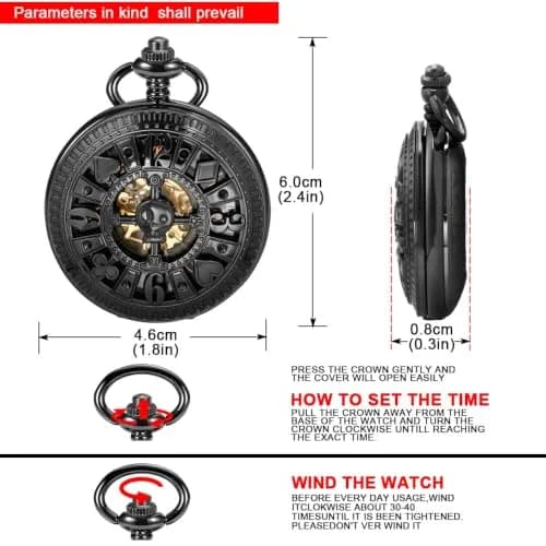 Alwesam Pocket Watch Men's Hand Wind Mechanical Roman Numerals 48mm Alloy Case thumbnail 6