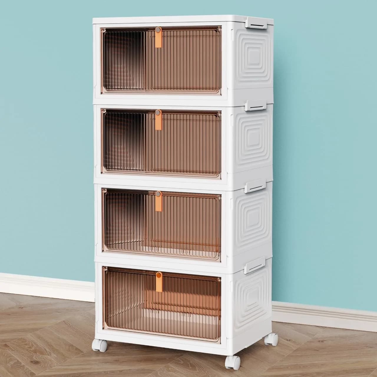 CTSNSLH 4 Tier Plastic Storage Bins with Lid 23QT | Stackable, Durable & Space-Saving
