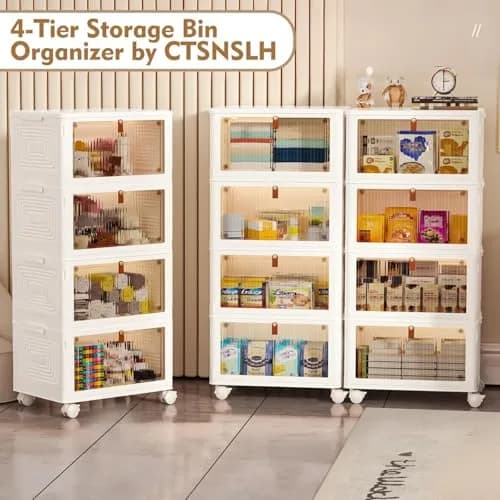 CTSNSLH 4 Tier Plastic Storage Bins with Lid 23QT | Stackable, Durable & Space-Saving thumbnail 5