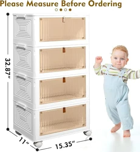 CTSNSLH 4 Tier Plastic Storage Bins with Lid 23QT | Stackable, Durable & Space-Saving thumbnail 2
