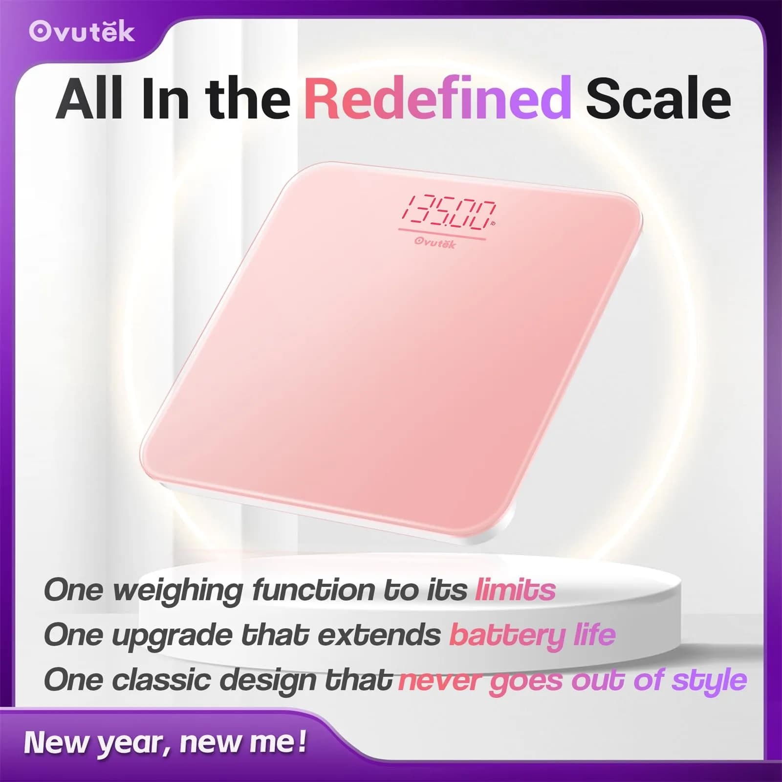 Ovutek Pink Digital Body Weight Scale 181 kg (400 lb) | FDA Approved, Accurate to 0.1 lb - view 7